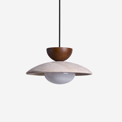 Pendant Lamp Minimalist with Travertine Shade and Globe Bulb