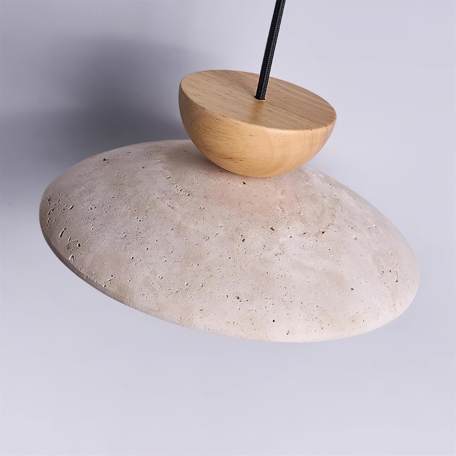 Pendant Lamp Minimalist with Travertine Shade and Globe Bulb