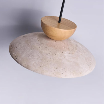 Pendant Lamp Minimalist with Travertine Shade and Globe Bulb