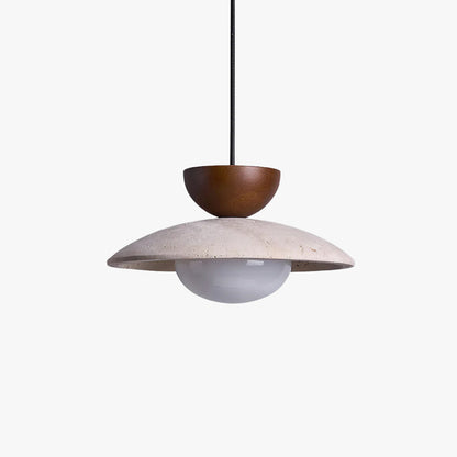 Pendant Lamp Minimalist with Travertine Shade and Globe Bulb