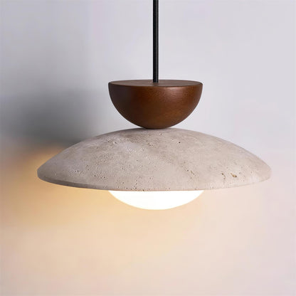 Pendant Lamp Minimalist with Travertine Shade and Globe Bulb