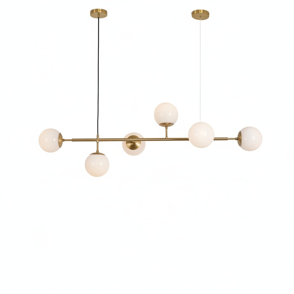 Pendant Lamp Modern Art Deco with 6 Globe Shades and Adjustable Height