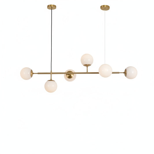 Pendant Lamp Modern Art Deco with 6 Globe Shades and Adjustable Height