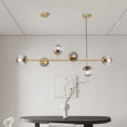 Pendant Lamp Modern Art Deco with 6 Globe Shades and Adjustable Height