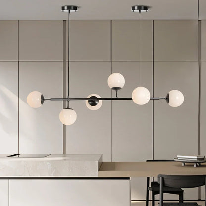 Pendant Lamp Modern Art Deco with 6 Globe Shades and Adjustable Height