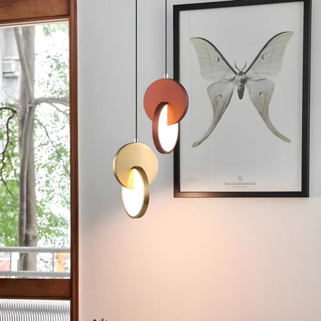Pendant Lamp Modern Art Deco with Double Circle Design