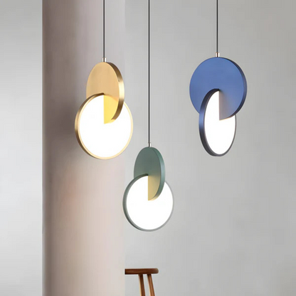 Pendant Lamp Modern Art Deco with Double Circle Design