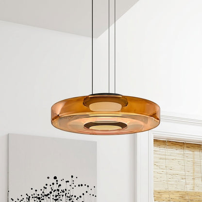 Pendant Lamp Modern Art Deco with Round Translucent Glass Shade