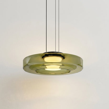 Pendant Lamp Modern Art Deco with Round Translucent Glass Shade