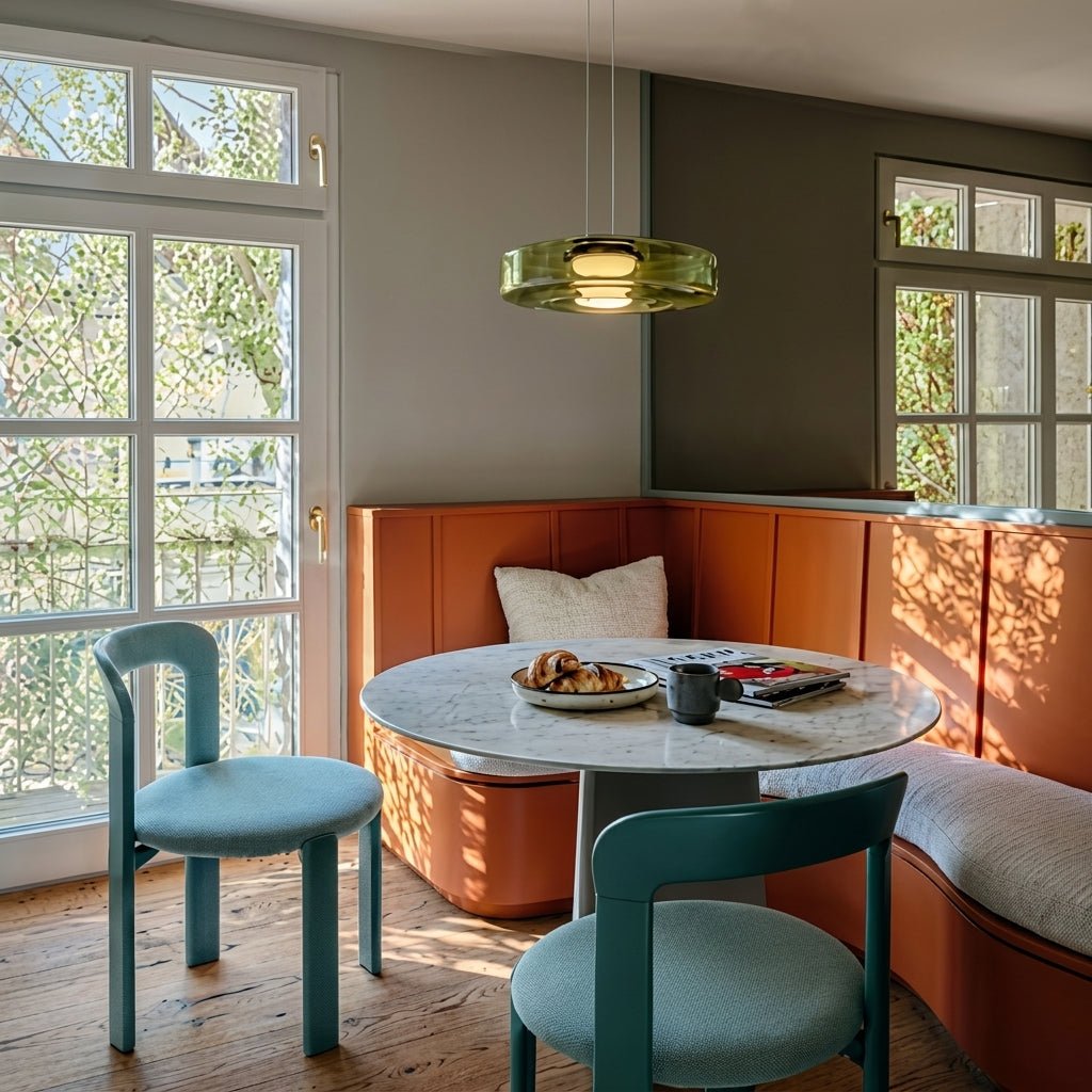 Pendant Lamp Modern Art Deco with Round Translucent Glass Shade
