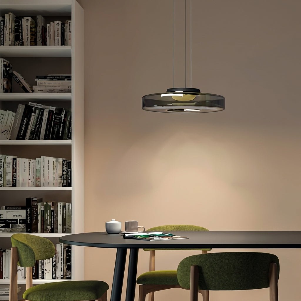 Pendant Lamp Modern Art Deco with Round Translucent Glass Shade