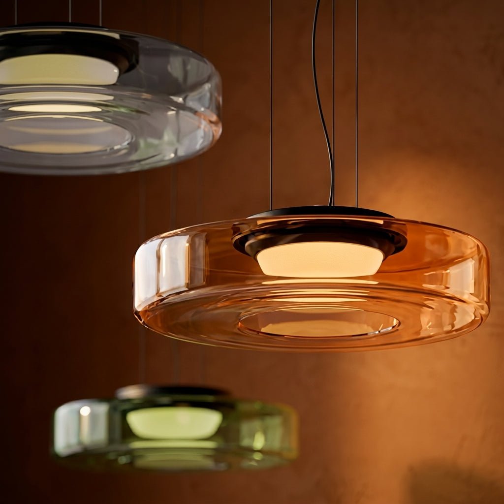 Pendant Lamp Modern Art Deco with Round Translucent Glass Shade