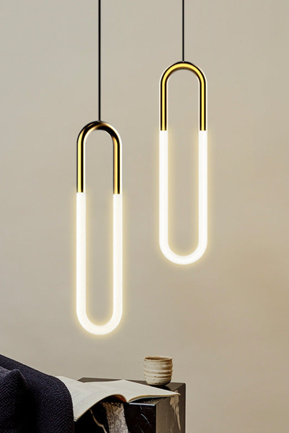 Pendant Lamp Modern Art Deco with U-Shaped LED Loop and Adjustable Wire
