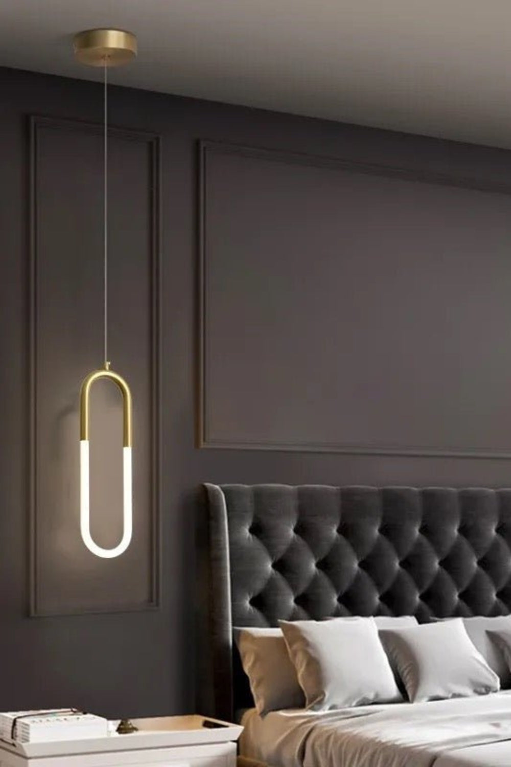 Pendant Lamp Modern Art Deco with U-Shaped LED Loop and Adjustable Wire