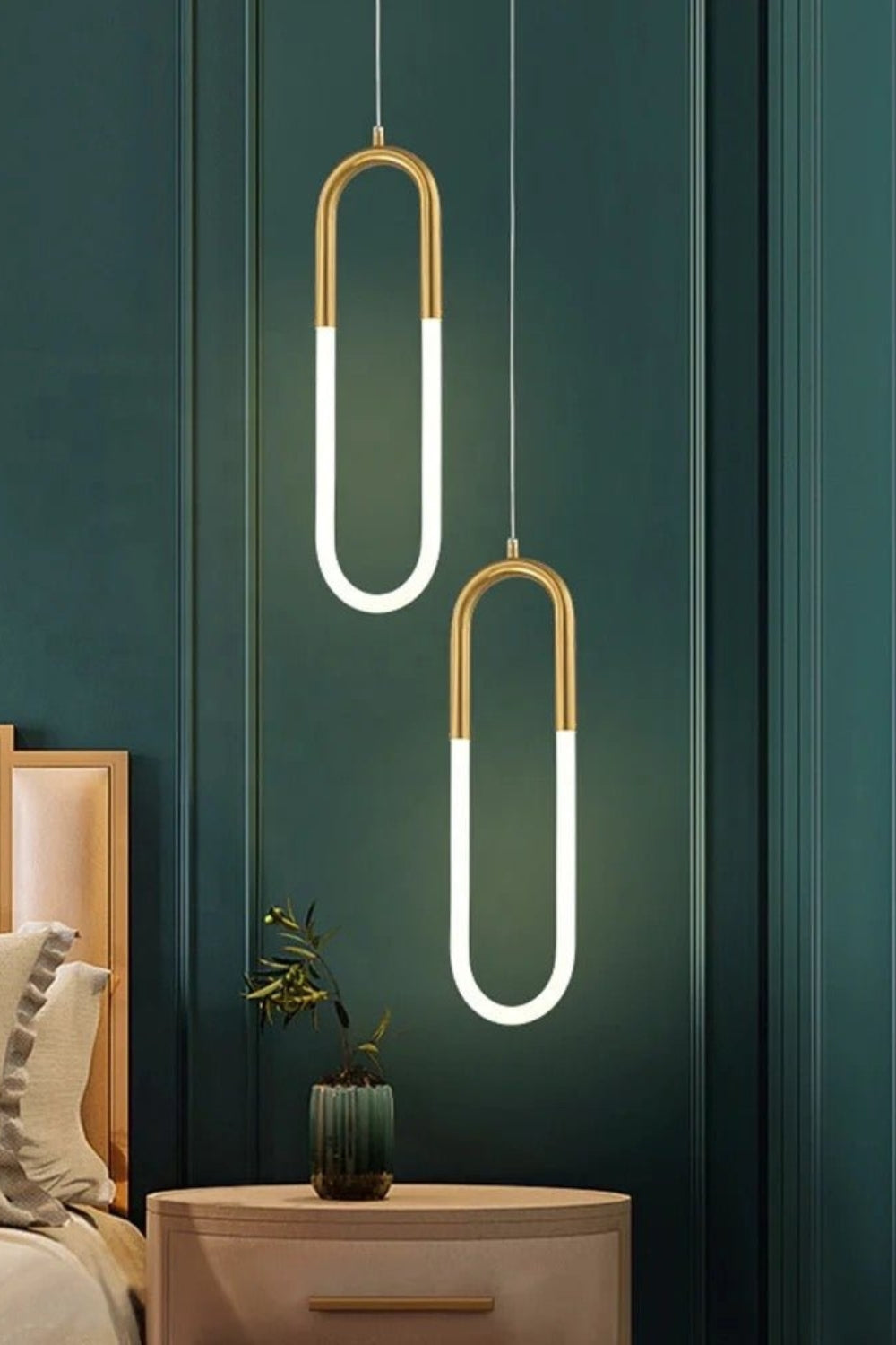 Pendant Lamp Modern Art Deco with U-Shaped LED Loop and Adjustable Wire