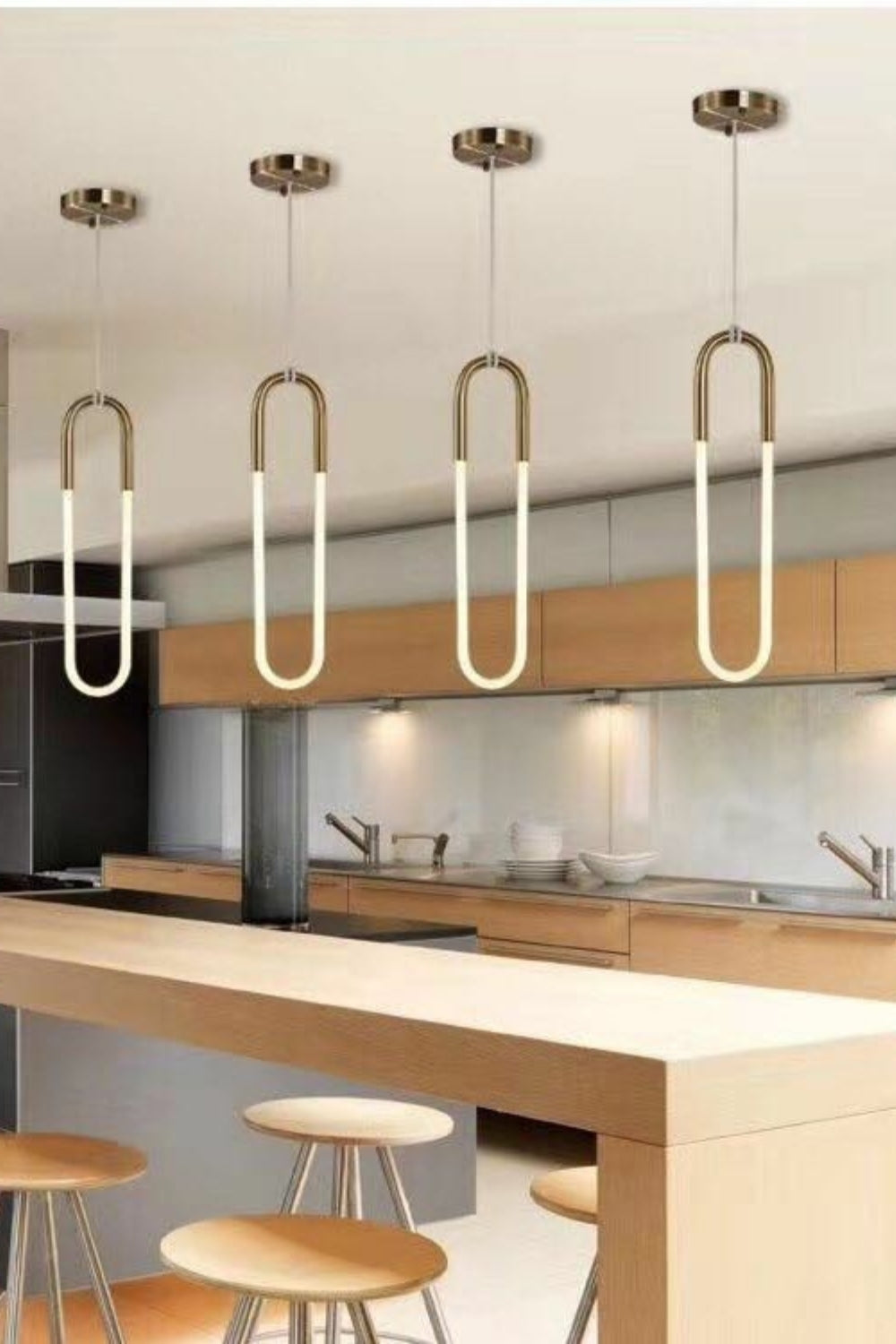Pendant Lamp Modern Art Deco with U-Shaped LED Loop and Adjustable Wire