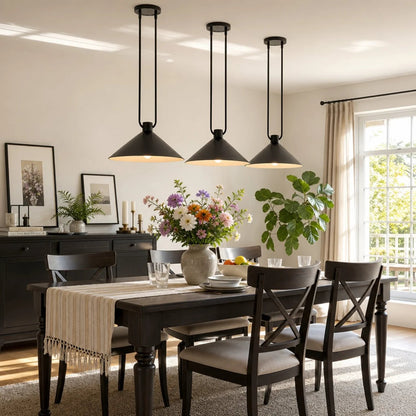 Pendant Lamp Modern Cone Shade with E26 Fitting and Metal Frame