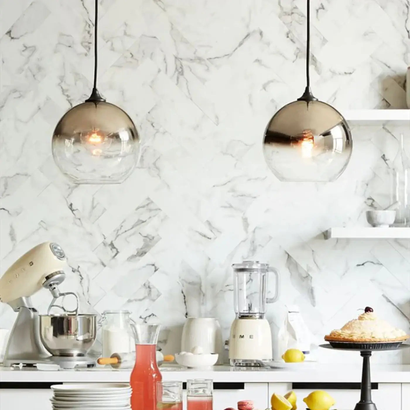 Pendant Lamp Modern Globe with Gradient Glass Shade
