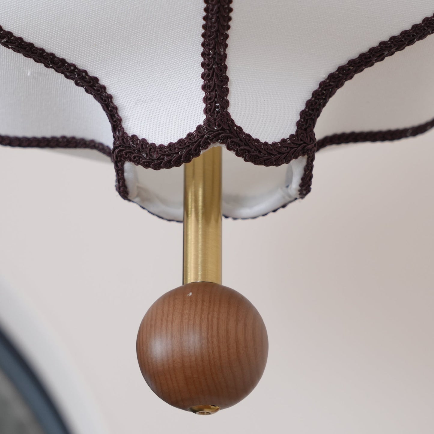 Pendant Lamp Modern Lantern Fabric Shade with Wood Accents