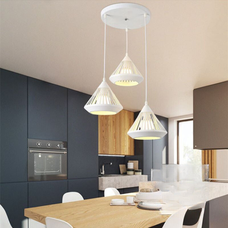 Pendant Lamp Modern Minimalist with Conical Slotted Shade and Adjustable Height