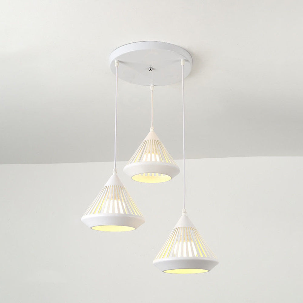 Pendant Lamp Modern Minimalist with Conical Slotted Shade and Adjustable Height