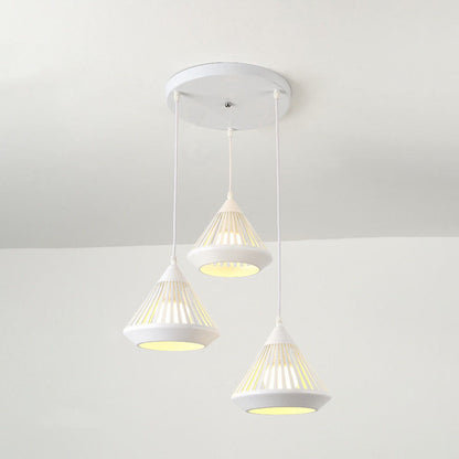 Pendant Lamp Modern Minimalist with Conical Slotted Shade and Adjustable Height