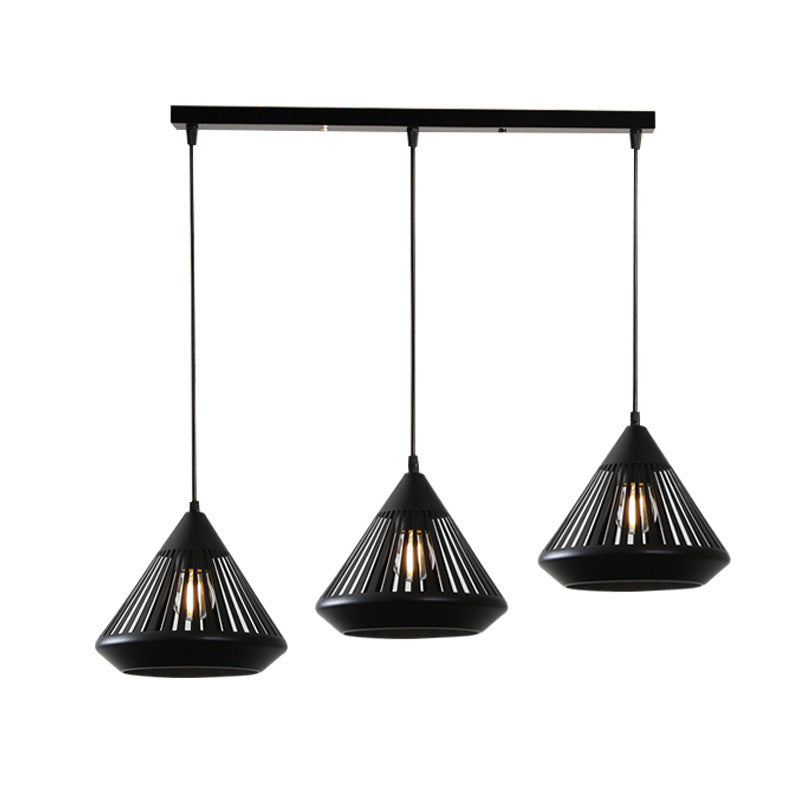 Pendant Lamp Modern Minimalist with Conical Slotted Shade and Adjustable Height