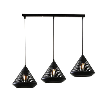 Pendant Lamp Modern Minimalist with Conical Slotted Shade and Adjustable Height