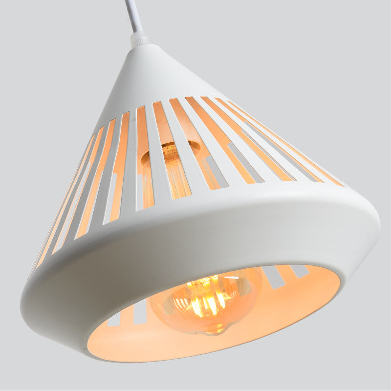 Pendant Lamp Modern Minimalist with Conical Slotted Shade and Adjustable Height