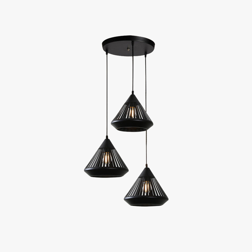 Pendant Lamp Modern Minimalist with Conical Slotted Shade and Adjustable Height