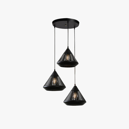 Pendant Lamp Modern Minimalist with Conical Slotted Shade and Adjustable Height