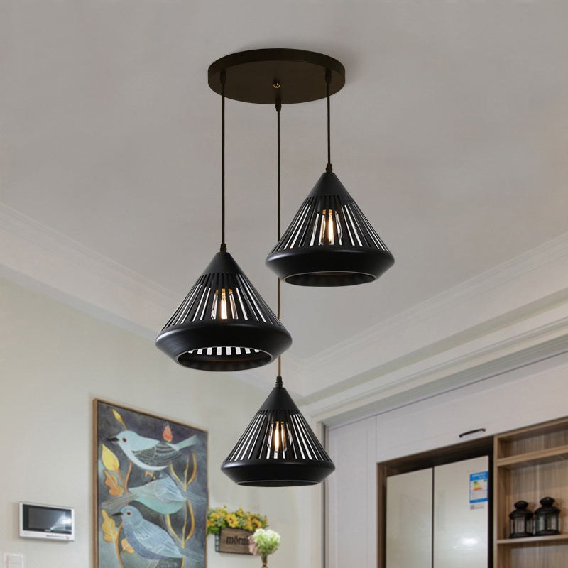 Pendant Lamp Modern Minimalist with Conical Slotted Shade and Adjustable Height
