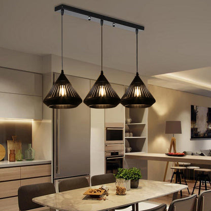 Pendant Lamp Modern Minimalist with Conical Slotted Shade and Adjustable Height