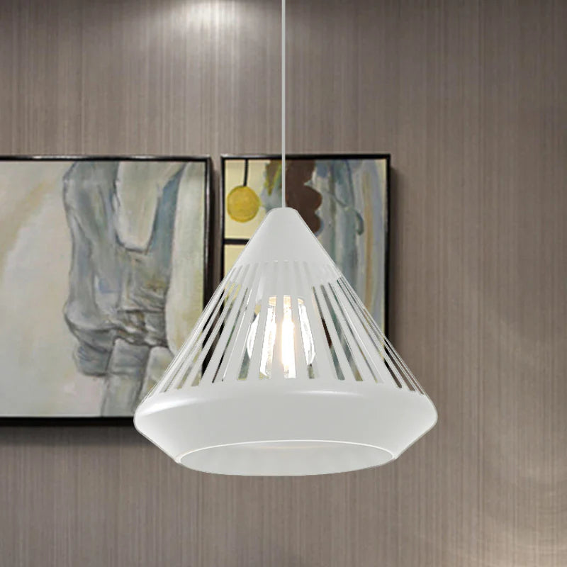 Pendant Lamp Modern Minimalist with Conical Slotted Shade and Adjustable Height