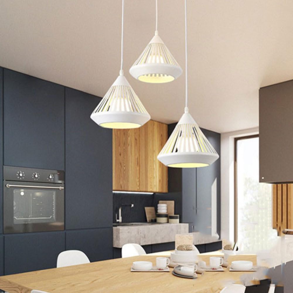 Pendant Lamp Modern Minimalist with Conical Slotted Shade and Adjustable Height