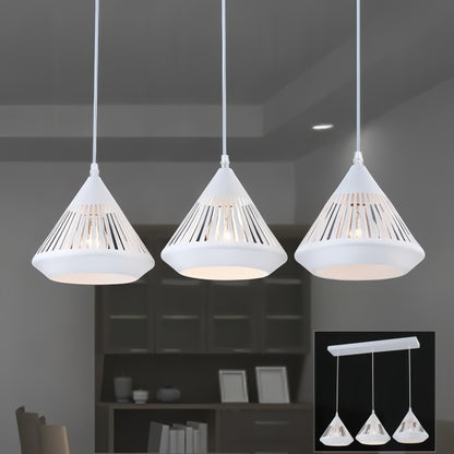 Pendant Lamp Modern Minimalist with Conical Slotted Shade and Adjustable Height
