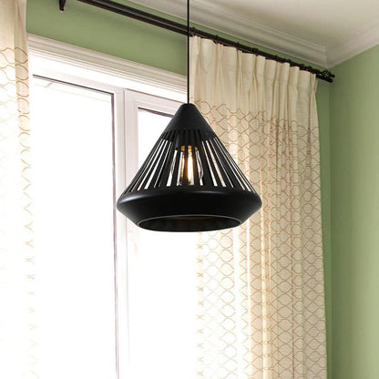 Pendant Lamp Modern Minimalist with Conical Slotted Shade and Adjustable Height