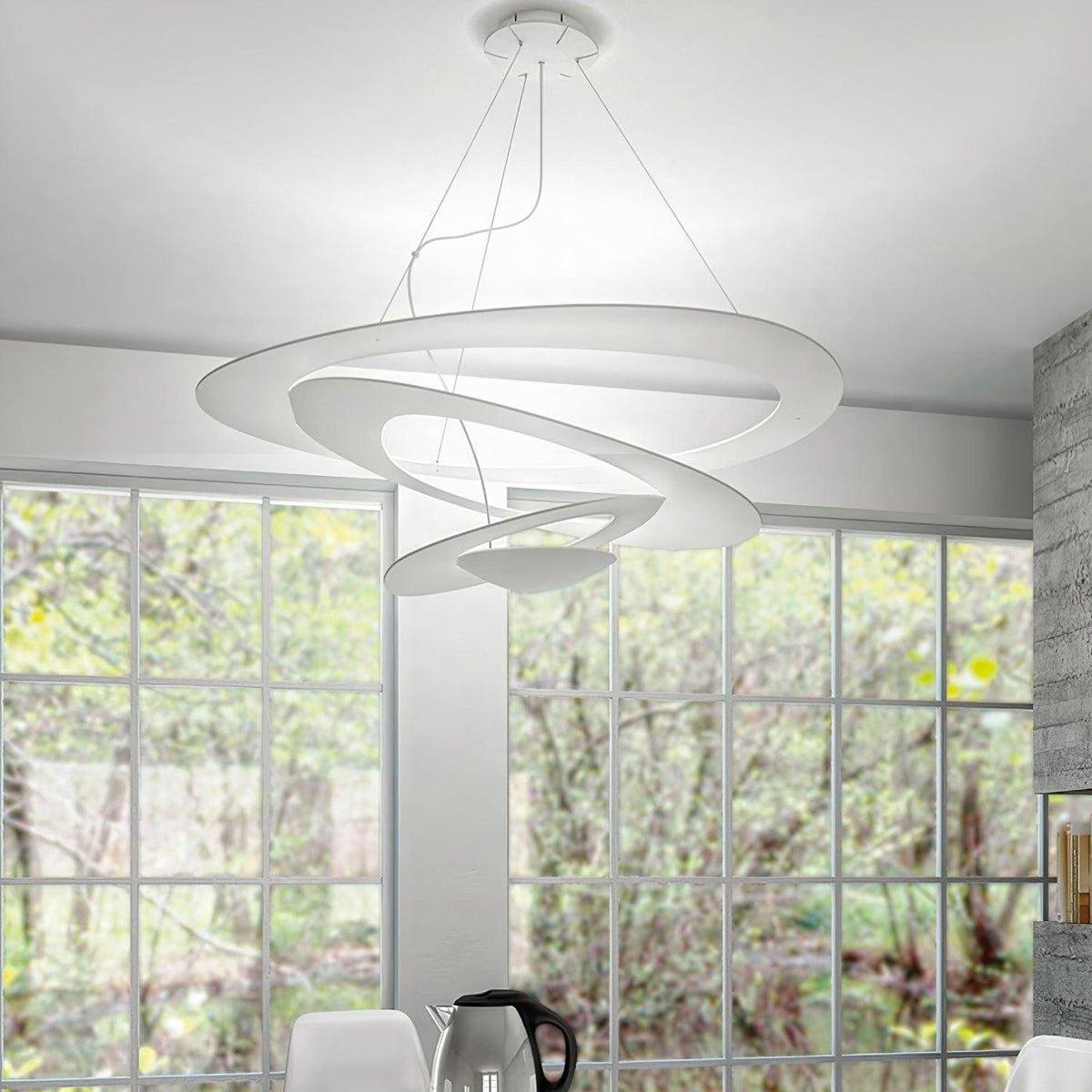 Pendant Lamp Modern Spiral Ring Design with Adjustable Suspension Cable