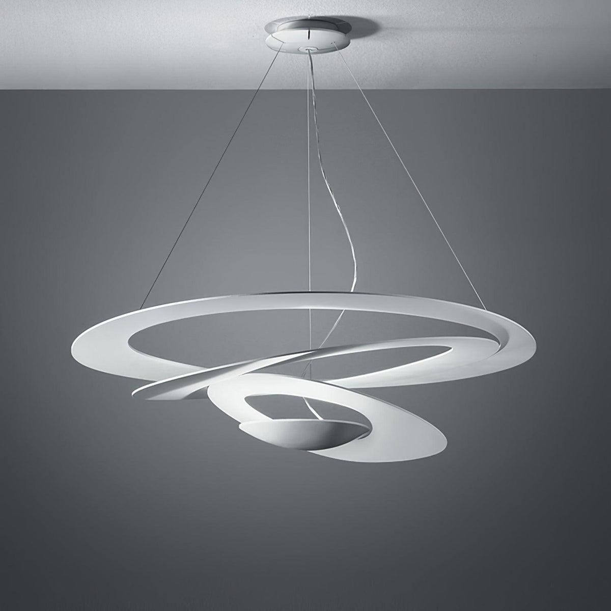Pendant Lamp Modern Spiral Ring Design with Adjustable Suspension Cable