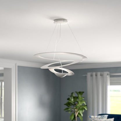 Pendant Lamp Modern Spiral Ring Design with Adjustable Suspension Cable