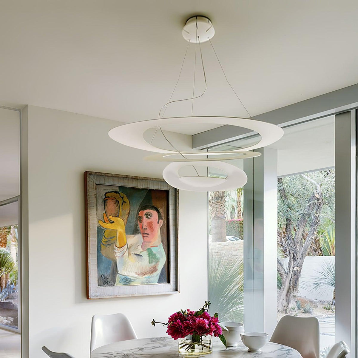 Pendant Lamp Modern Spiral Ring Design with Adjustable Suspension Cable