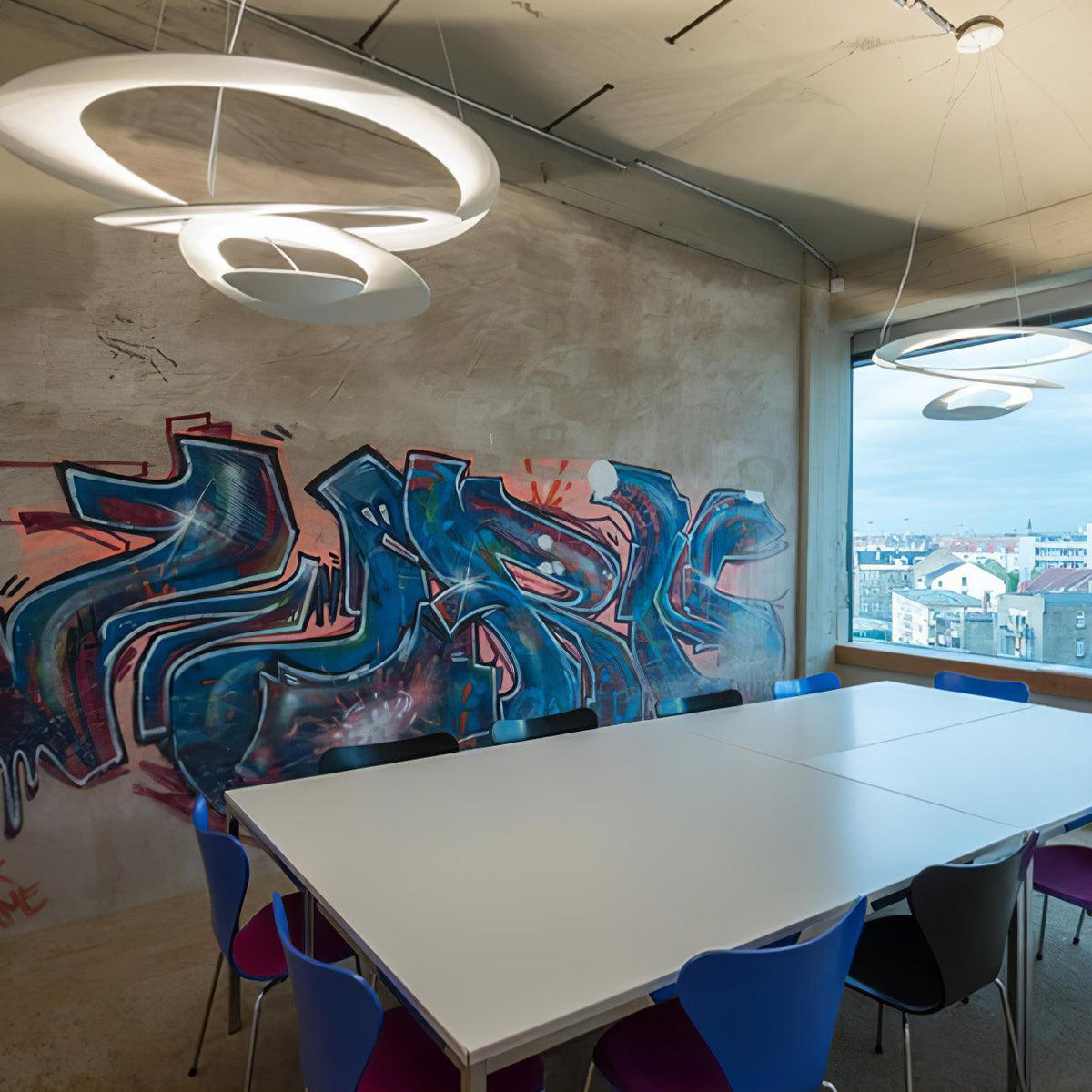 Pendant Lamp Modern Spiral Ring Design with Adjustable Suspension Cable