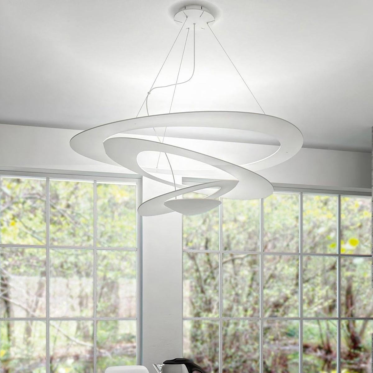 Pendant Lamp Modern Spiral Ring Design with Adjustable Suspension Cable