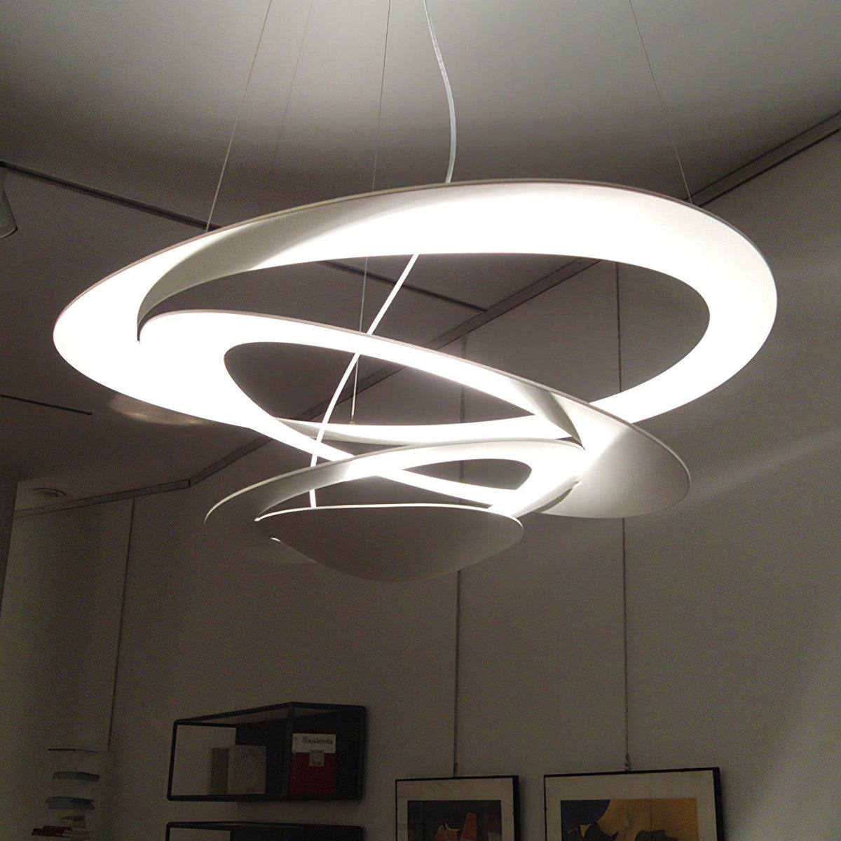 Pendant Lamp Modern Spiral Ring Design with Adjustable Suspension Cable