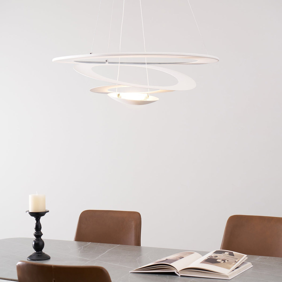 Pendant Lamp Modern Spiral Ring Design with Adjustable Suspension Cable