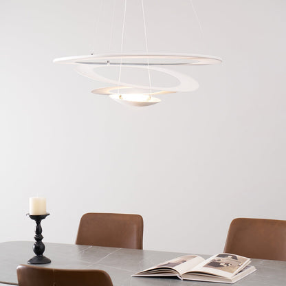 Pendant Lamp Modern Spiral Ring Design with Adjustable Suspension Cable