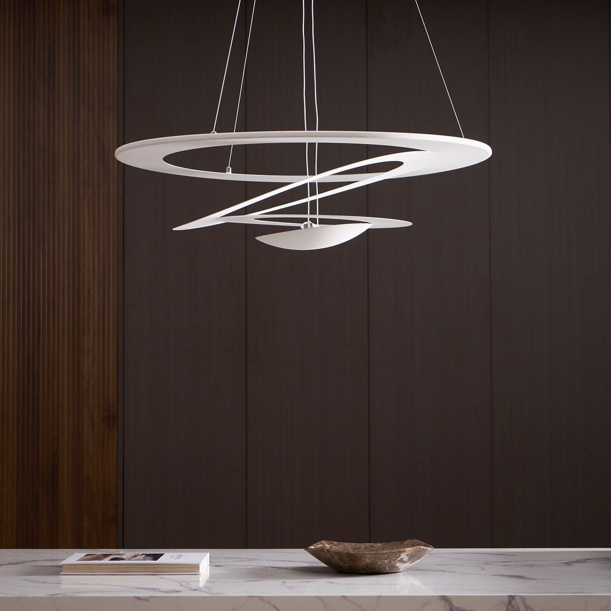 Pendant Lamp Modern Spiral Ring Design with Adjustable Suspension Cable