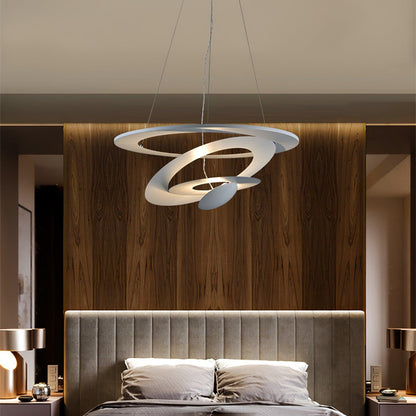 Pendant Lamp Modern Spiral Ring Design with Adjustable Suspension Cable