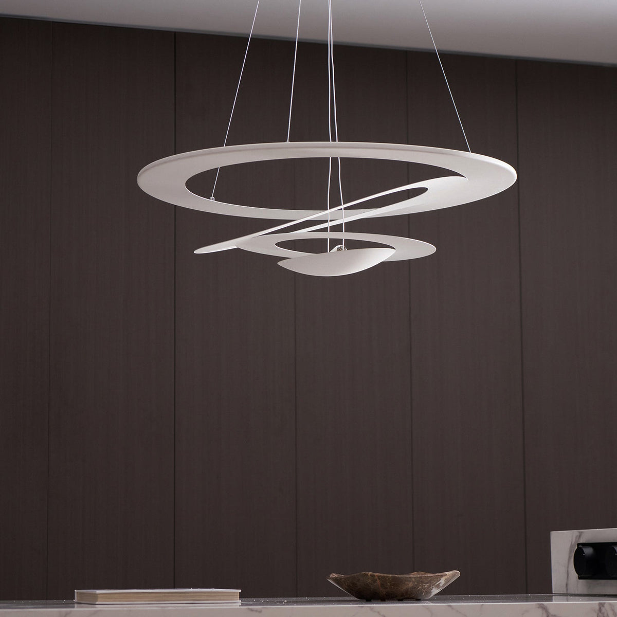 Pendant Lamp Modern Spiral Ring Design with Adjustable Suspension Cable