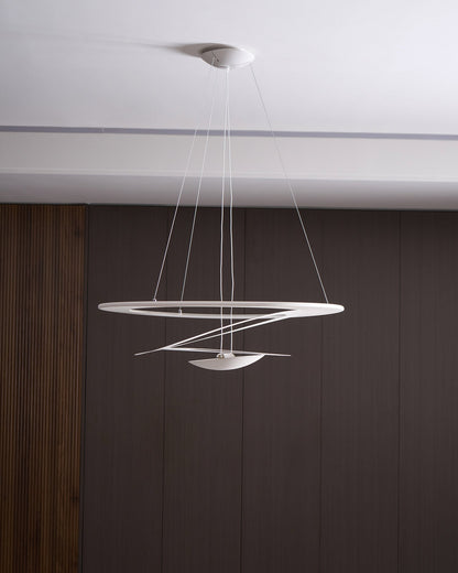 Pendant Lamp Modern Spiral Ring Design with Adjustable Suspension Cable